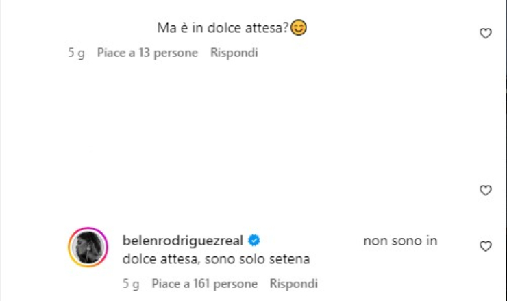 Belen Rodriguez incinta verità