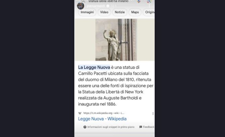 Piero Armenti scova la Statua della Libertà italiana: è sotto i nostri occhi ma nessuno la nota 2 statua di Milano e New York
