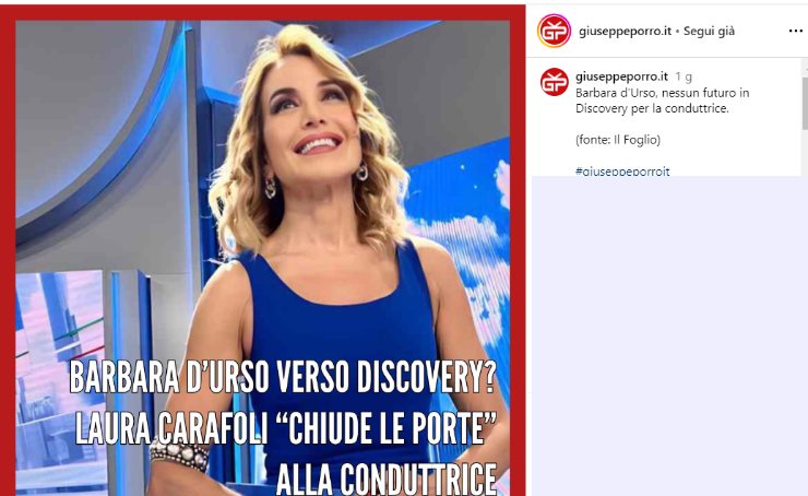 mancato accordo tra Barbara D'Urso e discovery channel